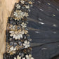Elegant Black & Gold Dhakai Jamdani Cutwork