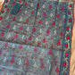 Gray Dhakai Jamdani Saree with Red and Zari work
