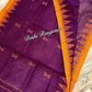 Monipuri Cotton saree, Burgundy and Orange