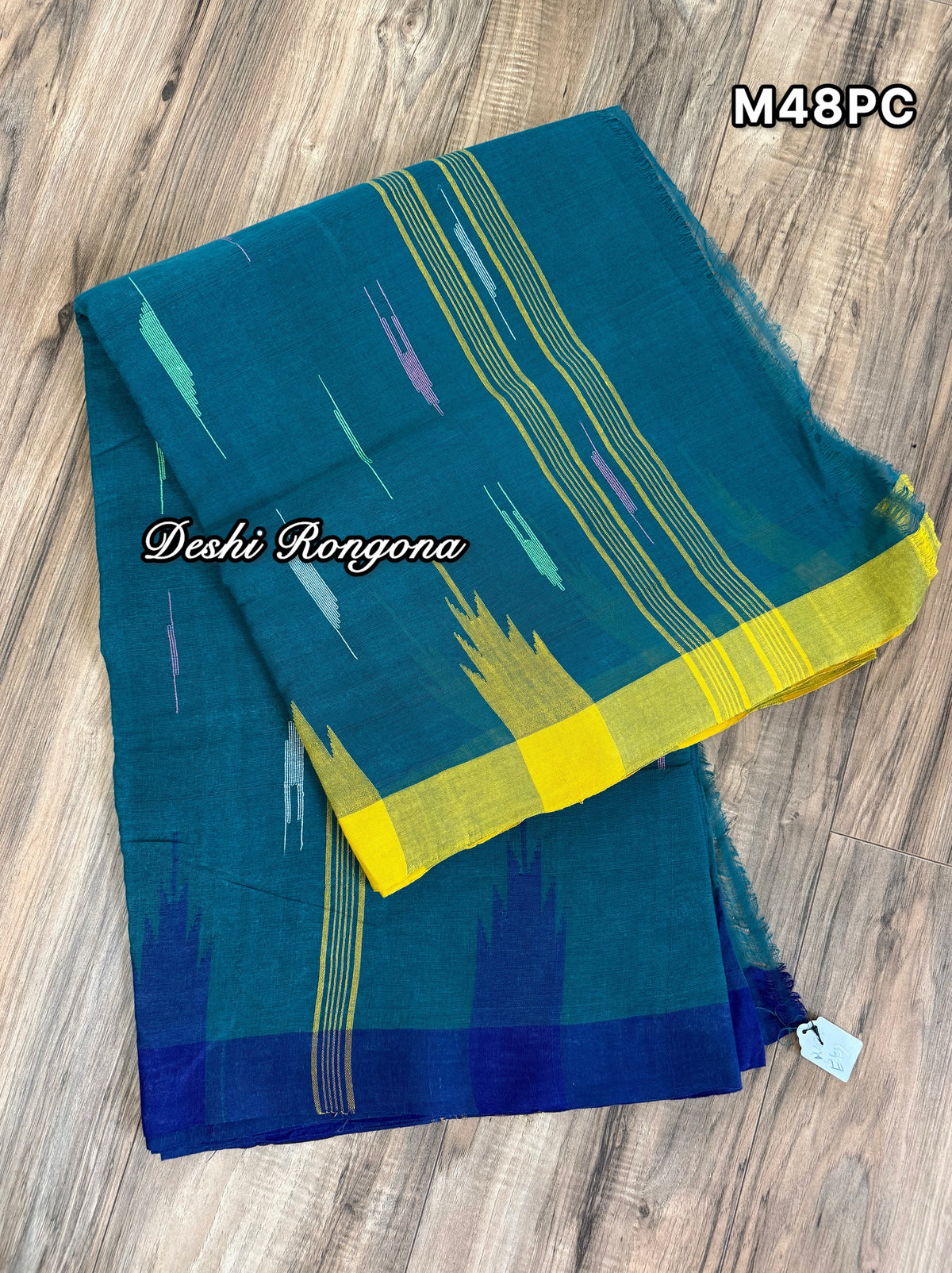 Sea Green Monipuri Saree with Dual Temple Border