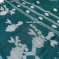 Monipuri Handwoven Cotton Saree – Teal & White
