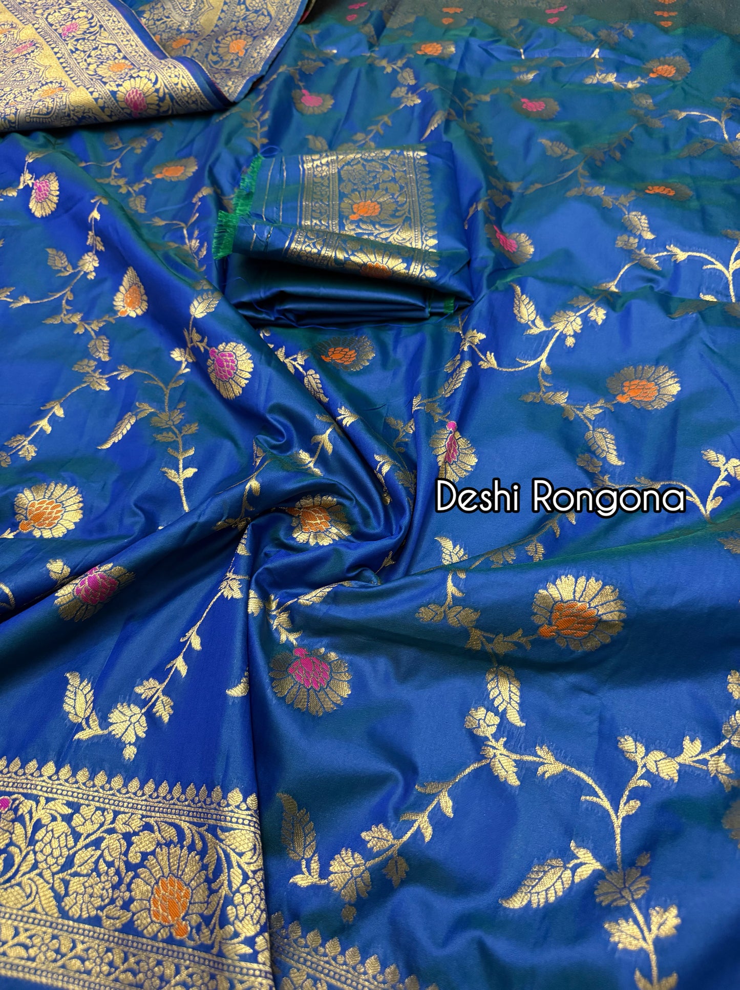 Royal Blue Benaroshi Katan Silk Saree – Elegant Wedding & Party Wear