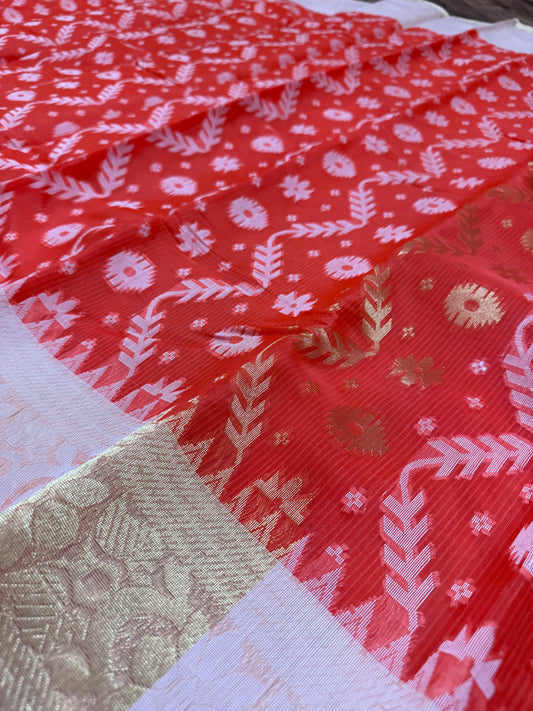 Tangail Halfsilk Saree, Orange