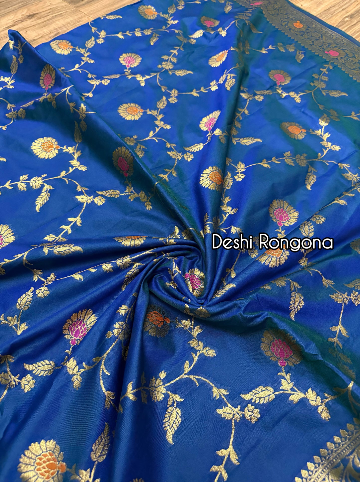 Royal Blue Benaroshi Katan Silk Saree – Elegant Wedding & Party Wear