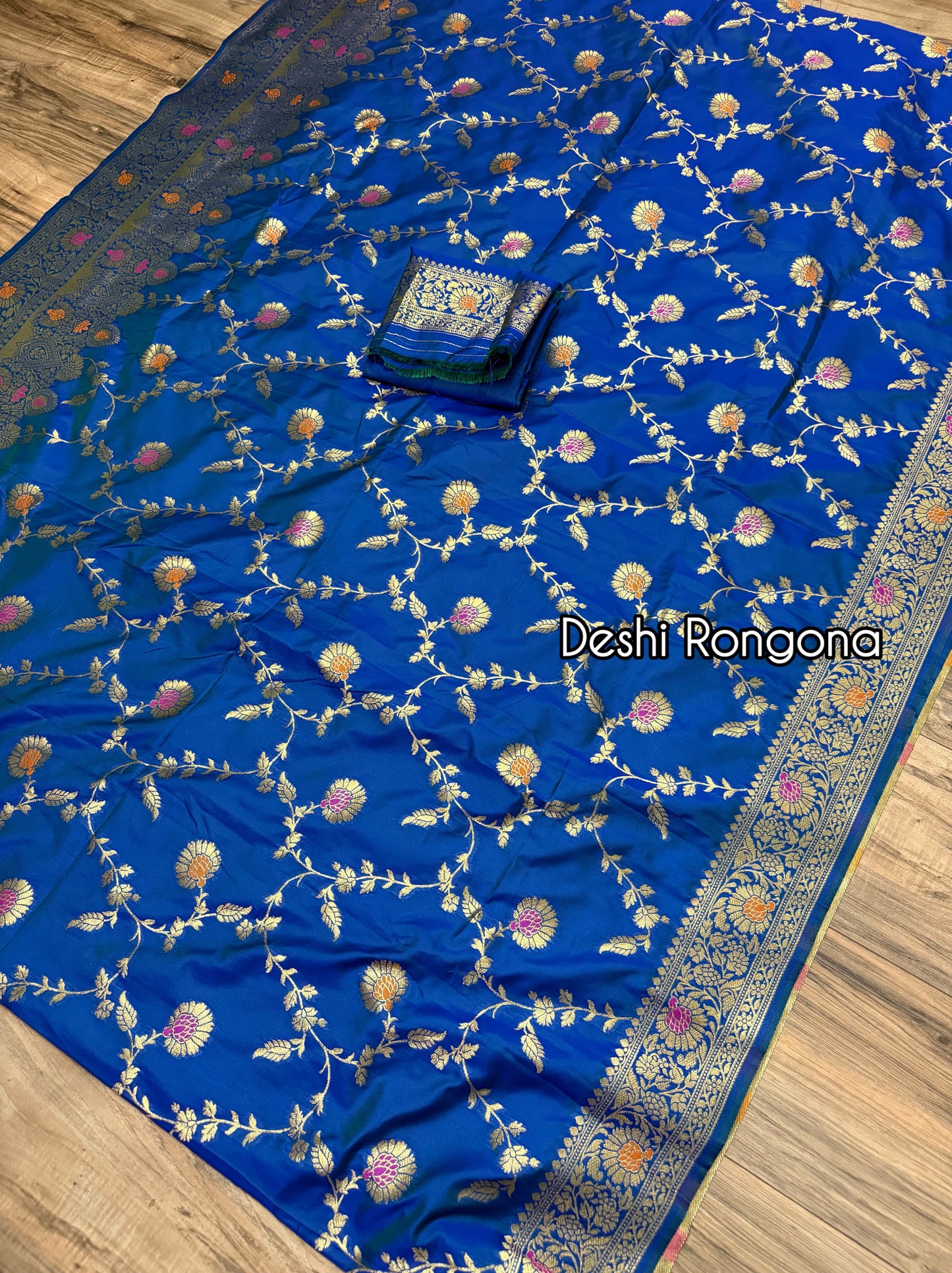 Royal Blue Benaroshi Katan Silk Saree – Elegant Wedding & Party Wear