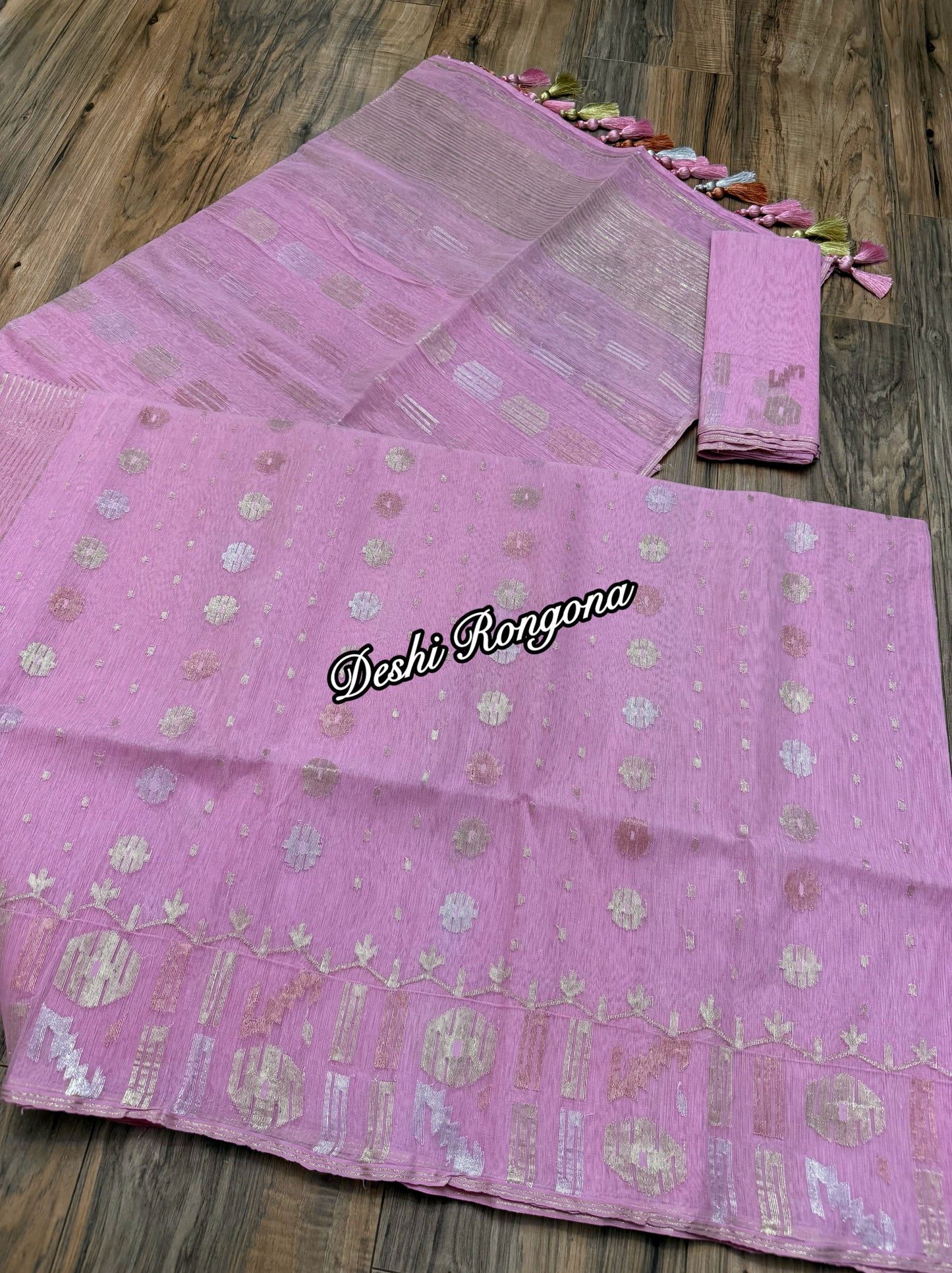 Original Dhakai Jamdani Saree -Baby Pink