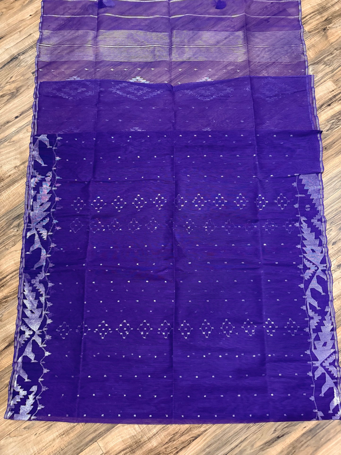 Purple Original Dhakai Jamdani Saree - Handloom Classic