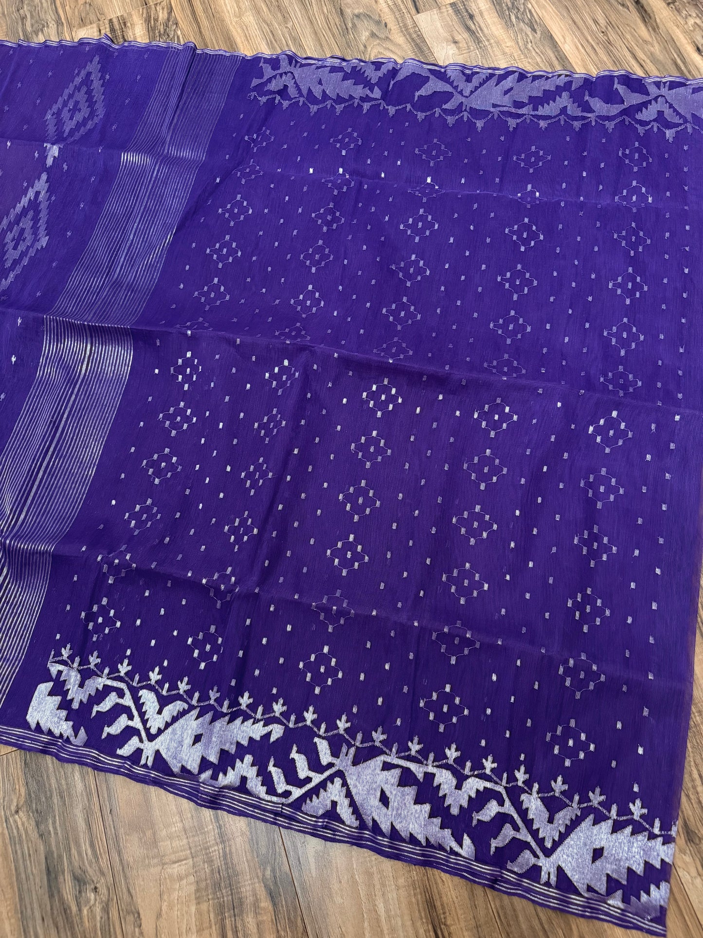 Purple Original Dhakai Jamdani Saree - Handloom Classic