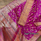 Magenta Benaroshi Katan Silk Saree – Elegant Wedding & Party Wear