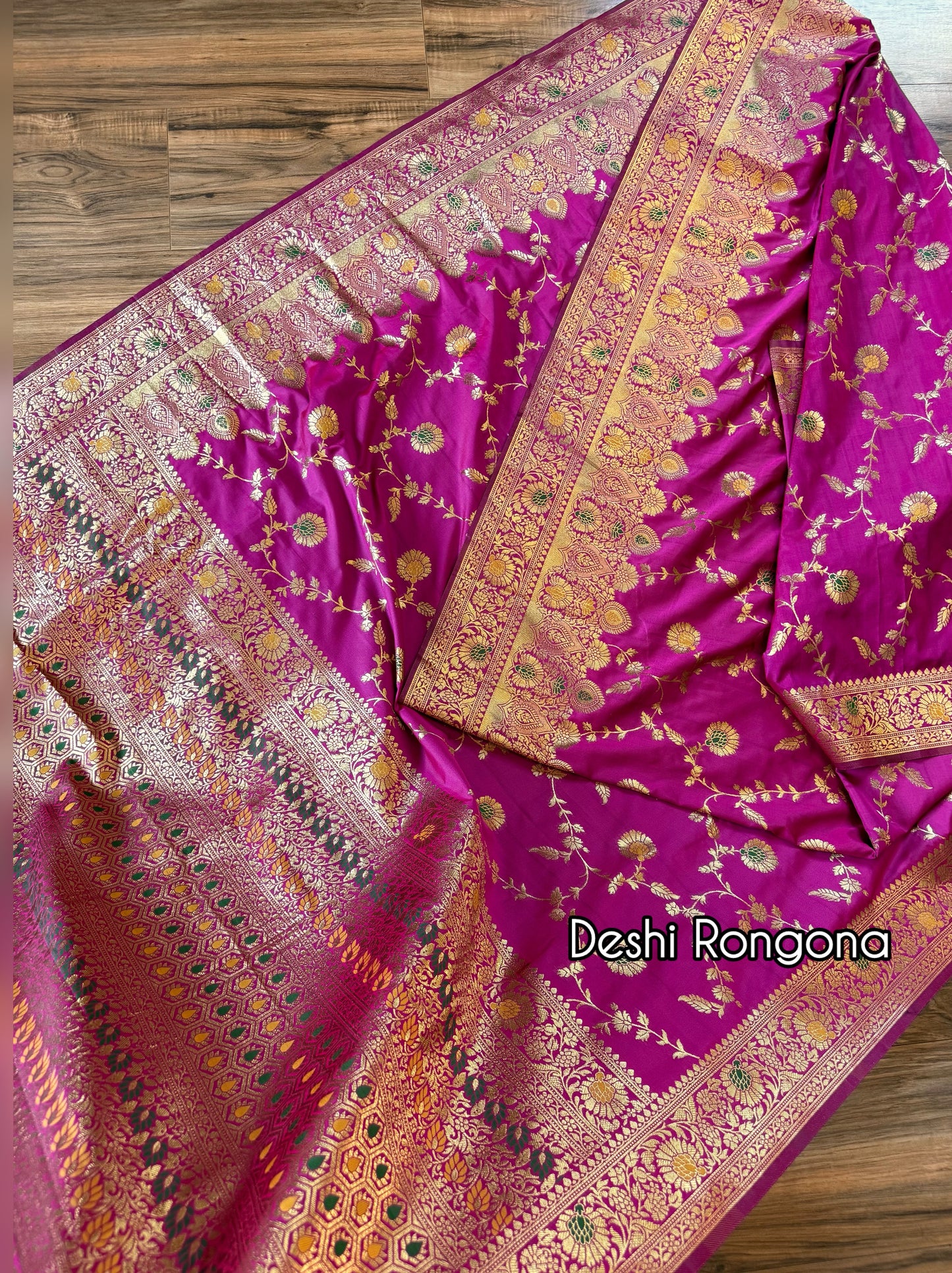 Magenta Benaroshi Katan Silk Saree – Elegant Wedding & Party Wear
