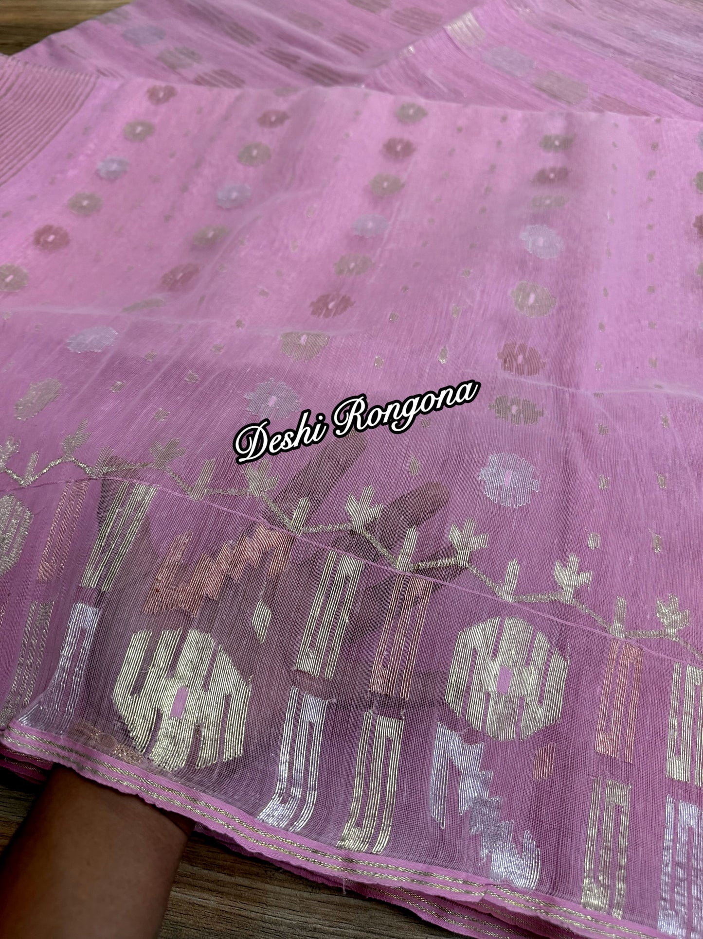 Original Dhakai Jamdani Saree -Baby Pink