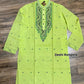 Original Dhakai Jamdani Punjabi, Handwoven Pure Cotton, Lime Color
