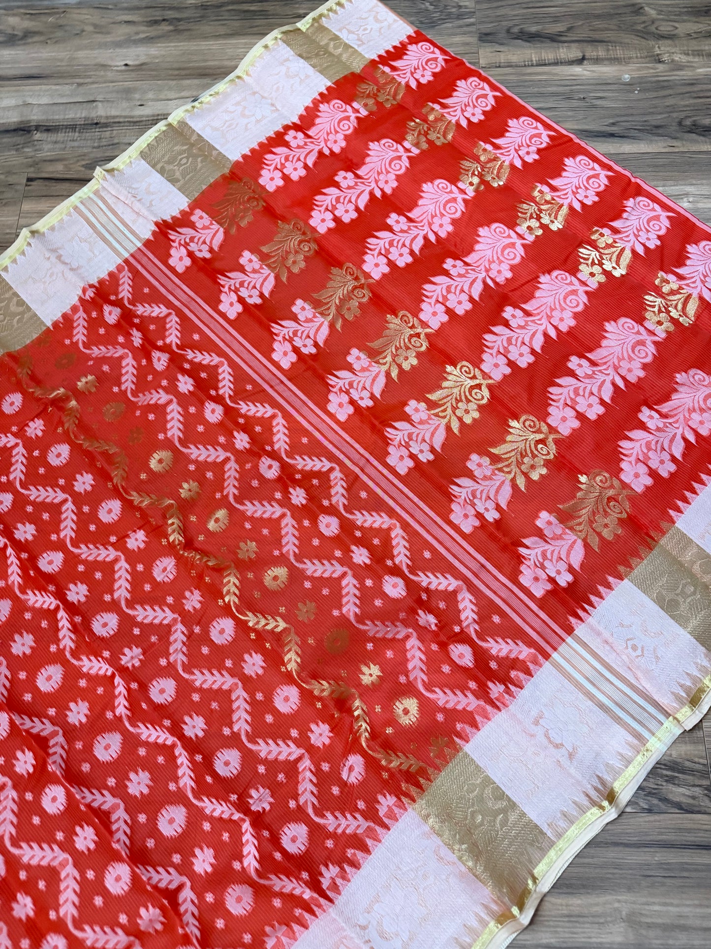 Tangail Halfsilk Saree, Orange