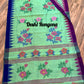 Sylheti Monipuri Saree, Mint with Purple/Blue Border