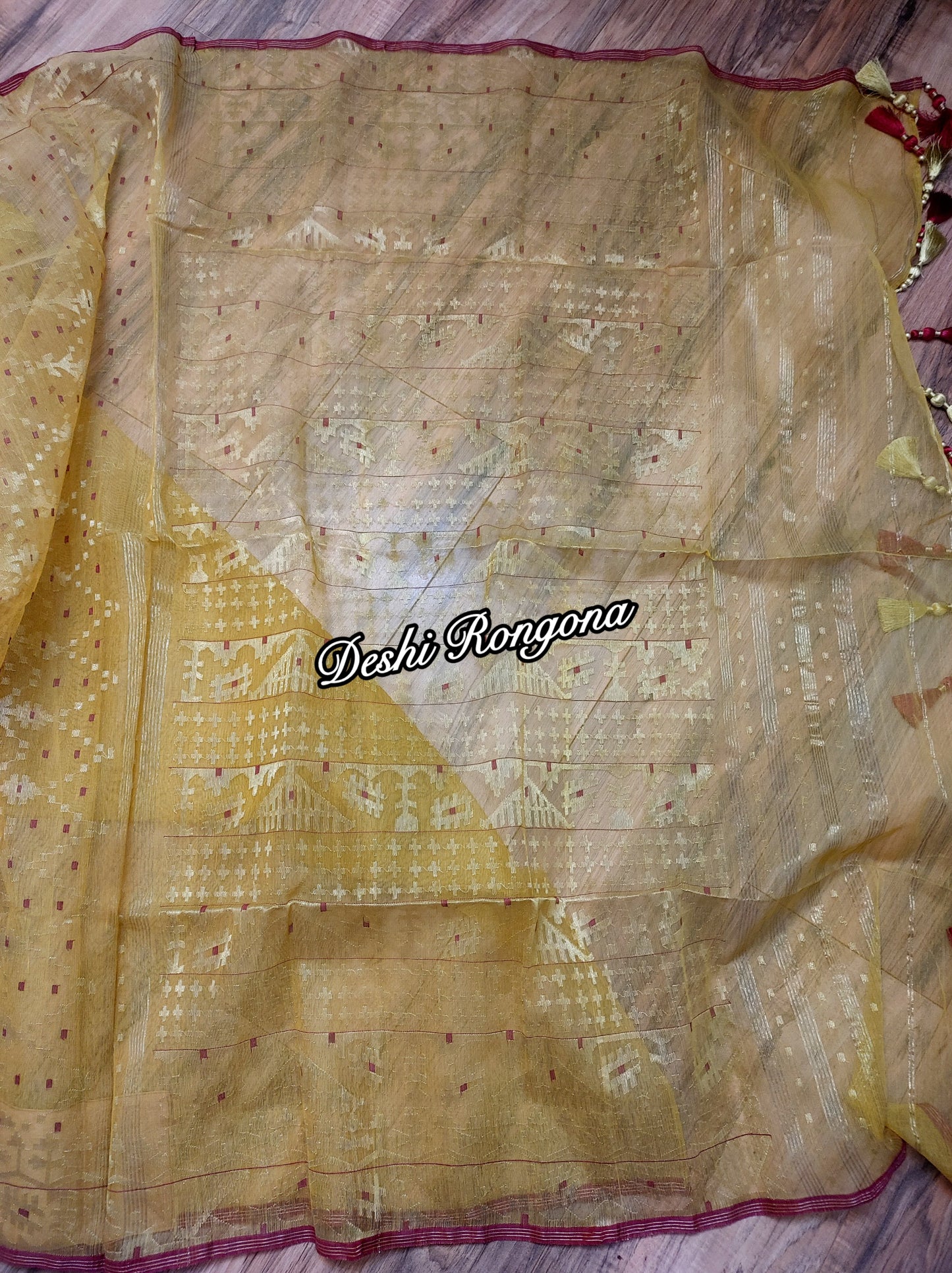 Elegant Dhakai Jamdani Saree - Royal Golden