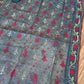 Gray Dhakai Jamdani Saree with Red and Zari work