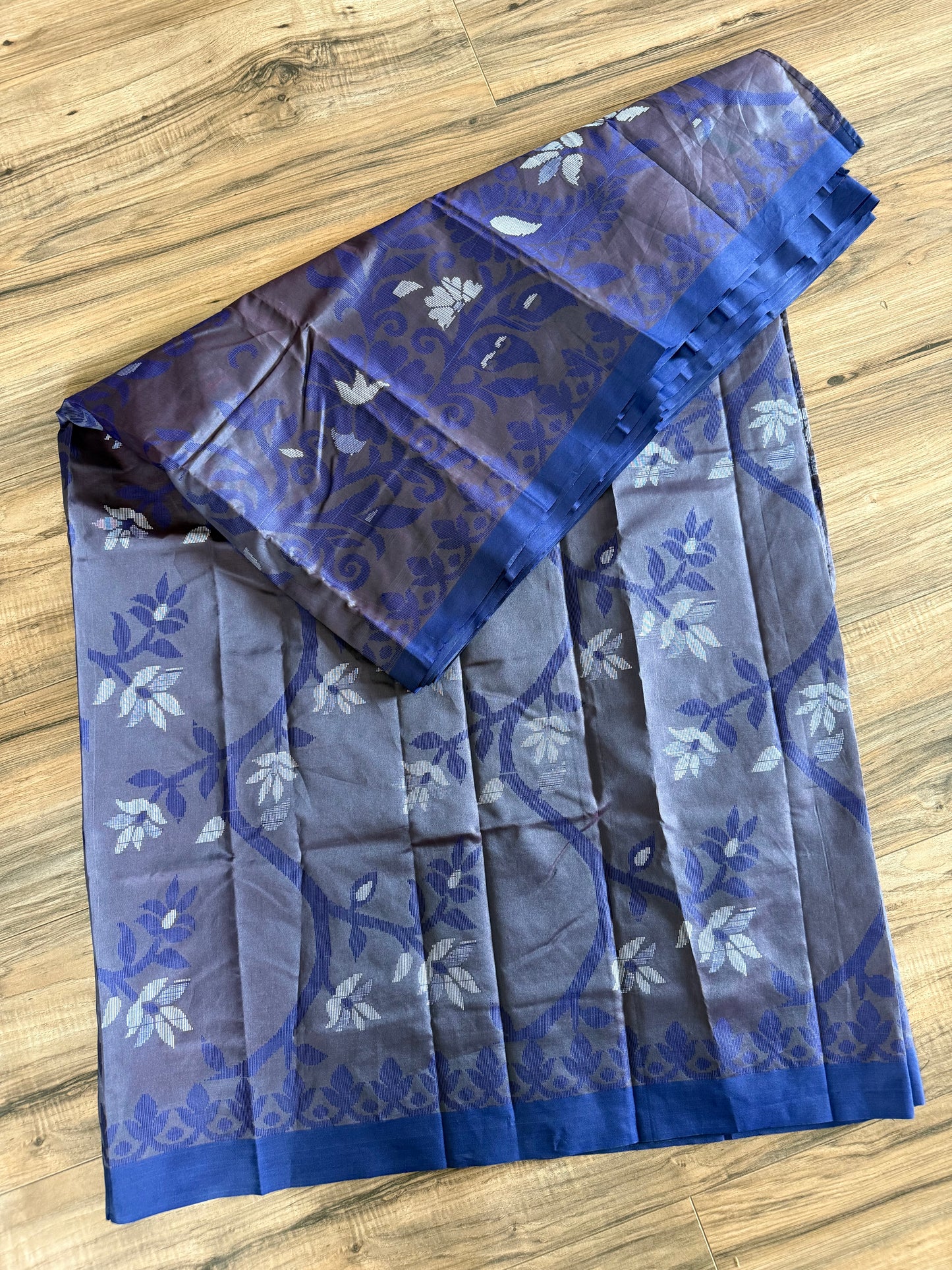 Tangail Silk Saree green and blue check