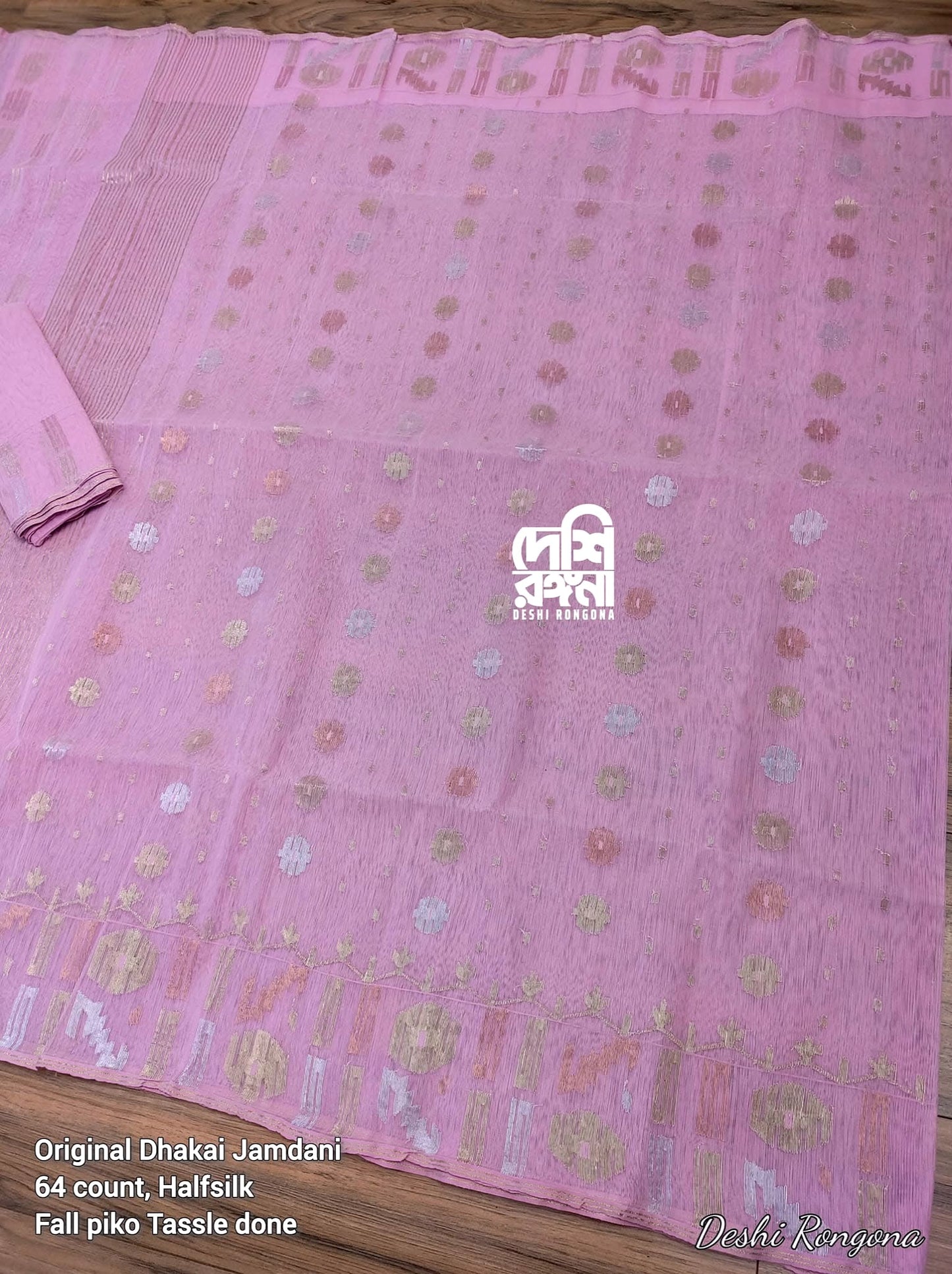 Original Dhakai Jamdani Saree -Baby Pink