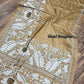 Bangalore Silk Kantha Saree- Light Brown Peacock theme