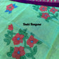 Sylheti Monipuri Saree, Mint with Purple/Blue Border