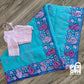 Turquoise Dhakai Jamdani with Cutwork Embroidery