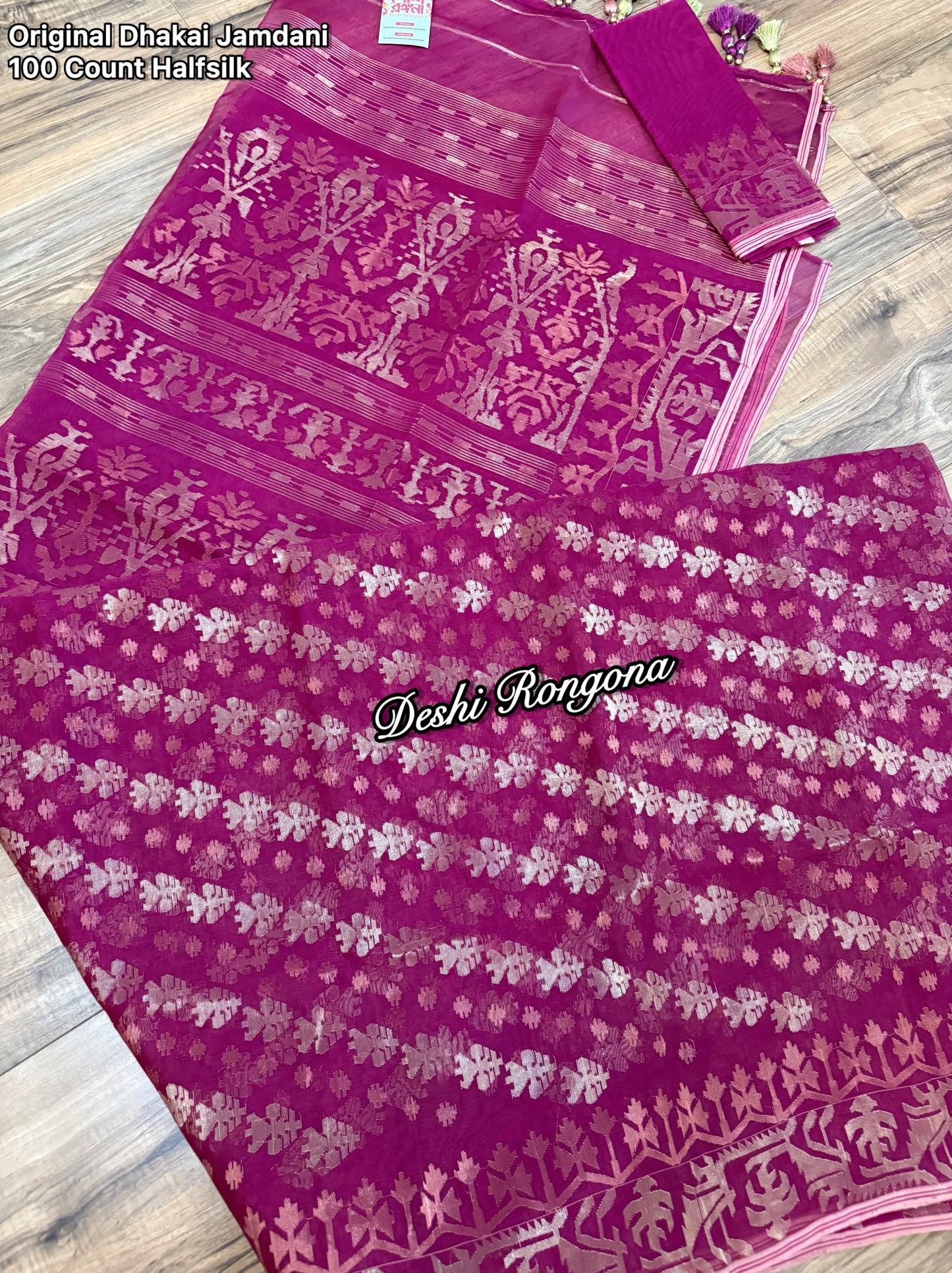 Exclusive Magenta Dhakai Jamdani Saree - Handloom Classic