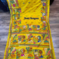 Yellow Bangalore Silk Kantha Saree