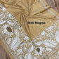 Bangalore Silk Kantha Saree- Light Brown Peacock theme