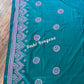 Sea green Bangalore Silk Kantha Saree with pink work