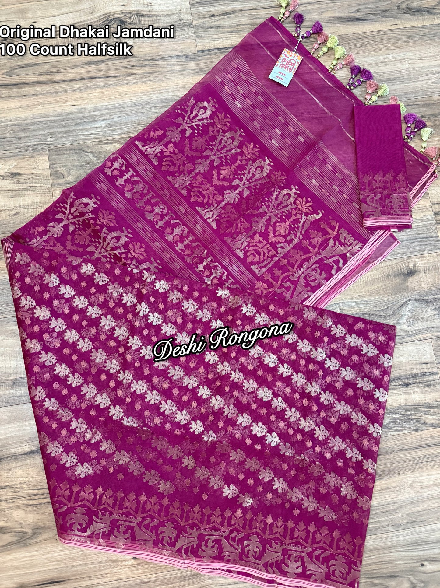 Exclusive Magenta Dhakai Jamdani Saree - Handloom Classic