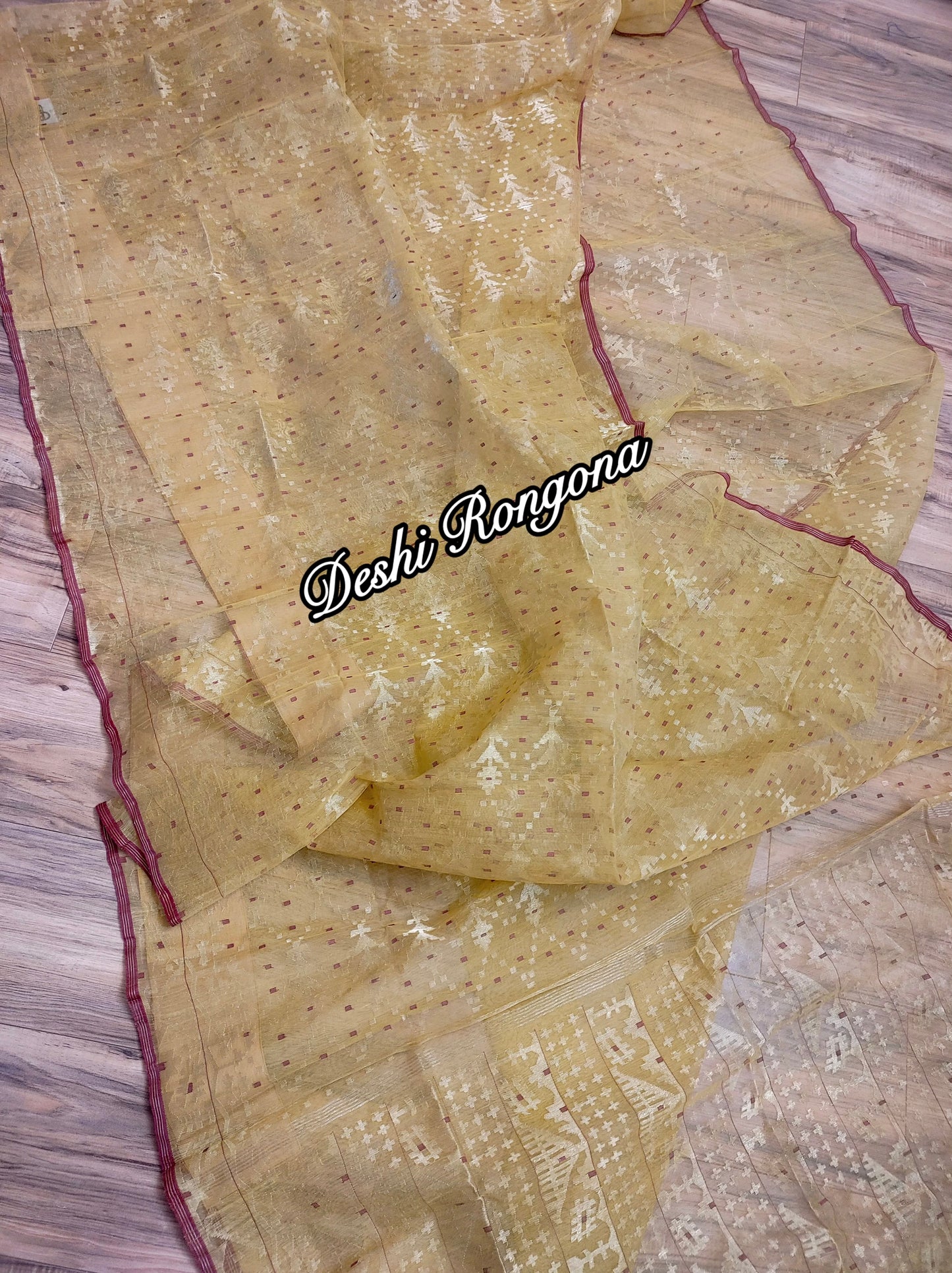 Elegant Dhakai Jamdani Saree - Royal Golden
