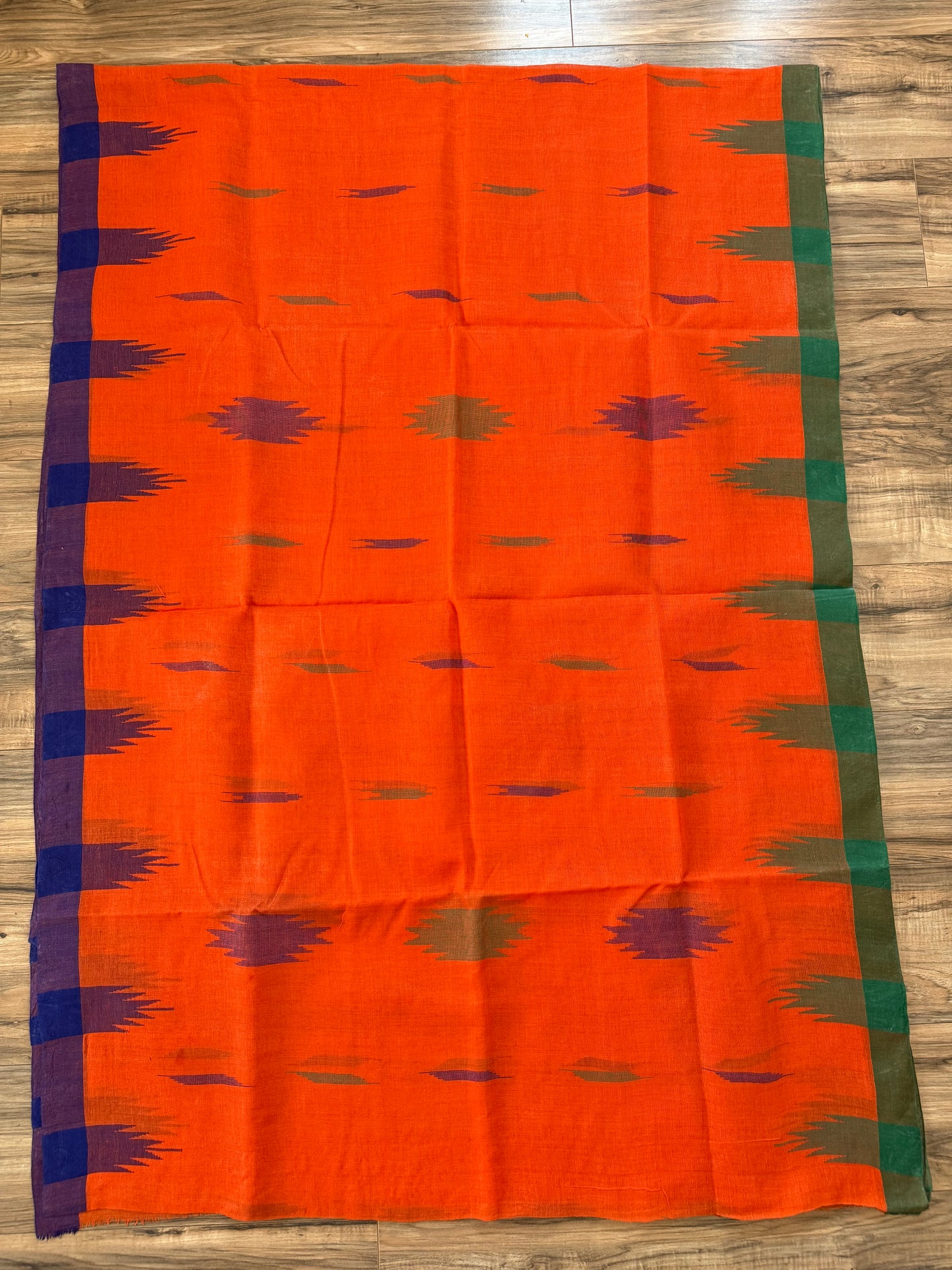 Sylheti Monipuri Handwoven Cotton Saree– Orange