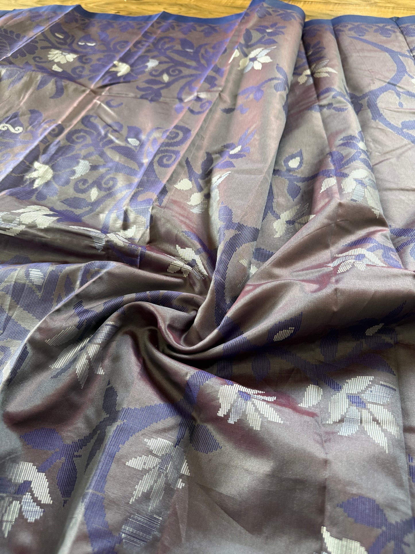 Tangail Silk Saree green and blue check