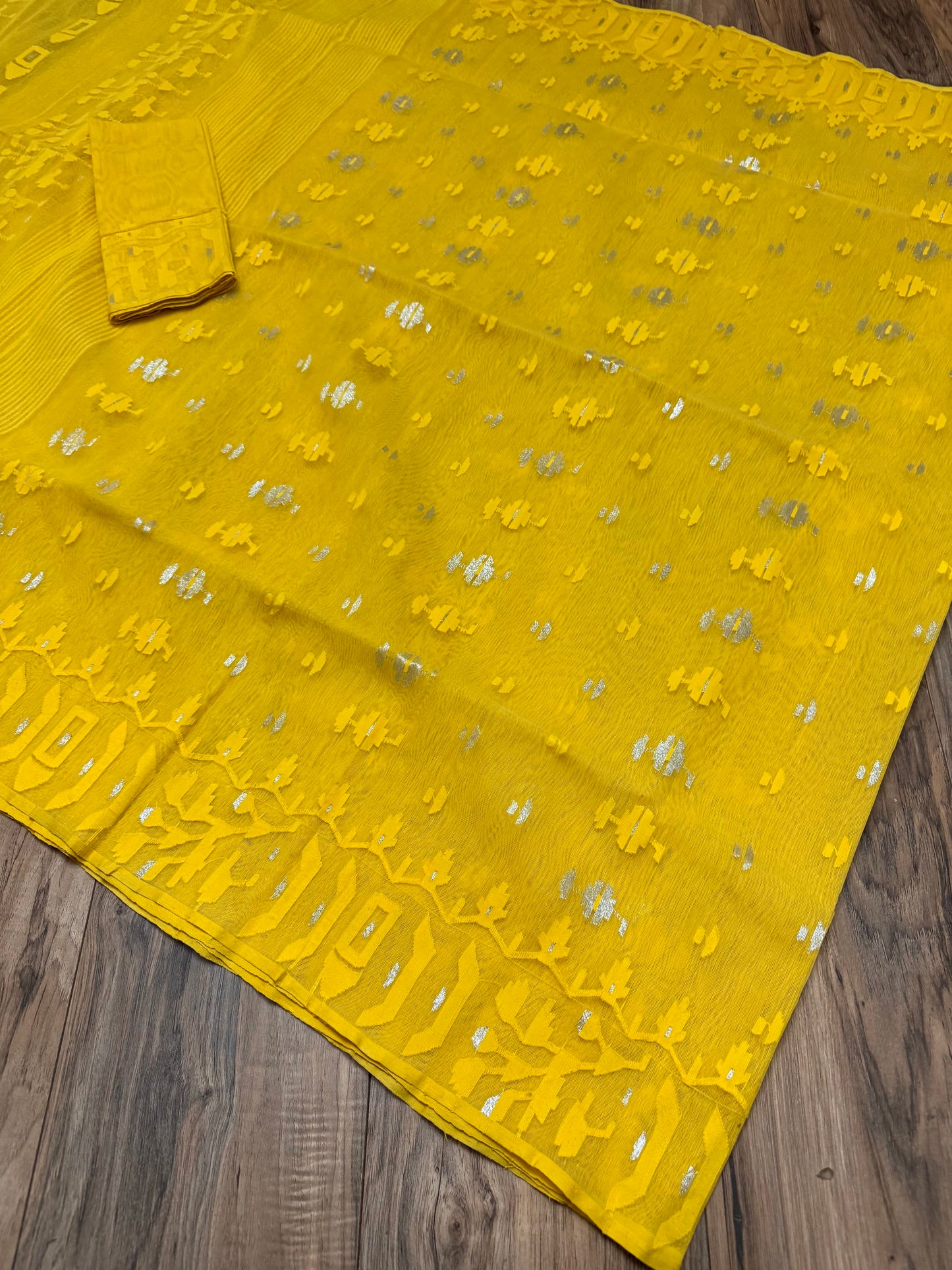 Original Dhakai Jamdani Saree - Yellow