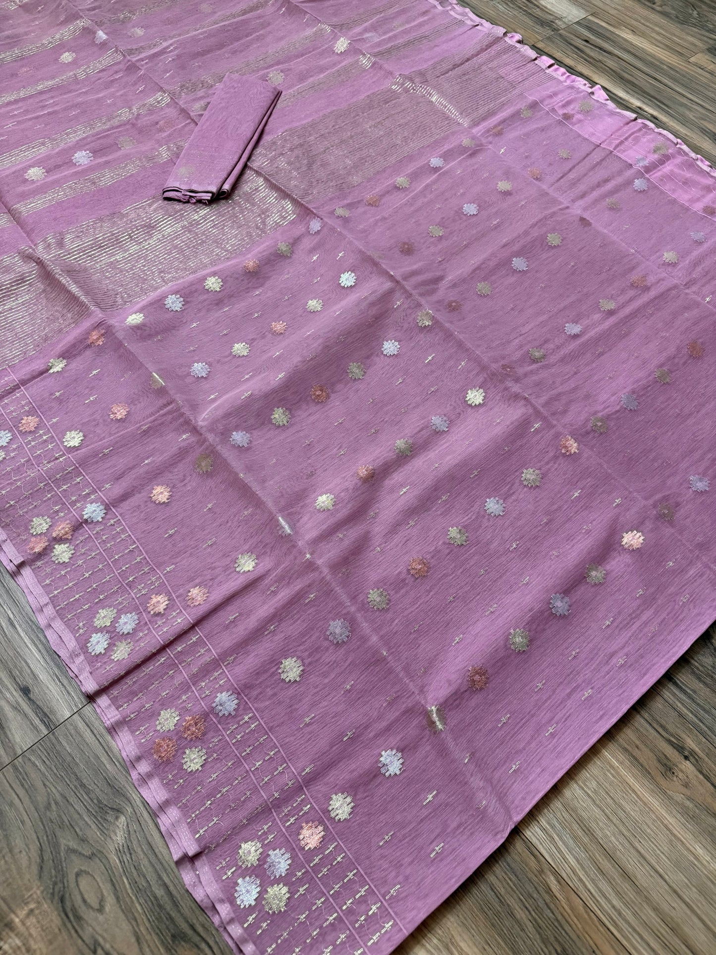 Original Dhakai Jamdani Saree - Opera Mauve