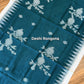 Monipuri Handwoven Cotton Saree – Teal & White