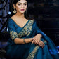 Original Moslin Hand Embroidery work Saree, Ocean Teal