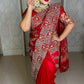 Original Moslin Handmade Karchupri work Saree, Bridal Red