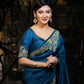 Original Moslin Hand Embroidery work Saree, Ocean Teal