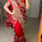 Original Moslin Handmade Karchupri work Saree, Bridal Red