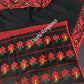 Elegant Pure Cotton Dhakai Jamdani Saree - Black and Red