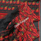 Elegant Pure Cotton Dhakai Jamdani Saree - Black and Red
