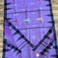 Sylheti Monipuri Handwoven Cotton Saree – Lilac & Black