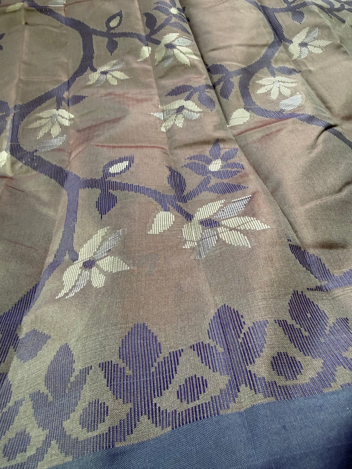 Tangail Silk Saree green and blue check