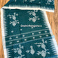 Monipuri Handwoven Cotton Saree – Teal & White