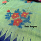 Sylheti Monipuri Saree, Mint with Purple/Blue Border