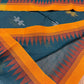 Sylheti Monipuri Handwoven Sea Green Saree with Orange