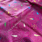 Magenta Pink Bangalore Silk Kantha Saree