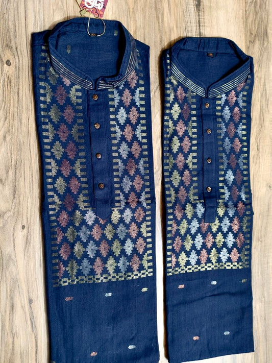 Pure Cotton Dhakai Jamdani Punjabi, Handloom, Comfortable, Elegant, Made in Dhaka, Bangladesh