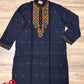 Original Dhakai Jamdani Men Punjabi, Pure Cotton, Black and Orange work Contrast Handloom, Comfortable, Elegant, Made in Dhaka, Bangladesh